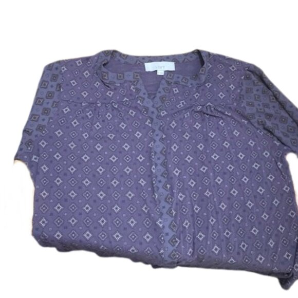 Loft L/S Button Down Blouse XL - Picture 5 of 6